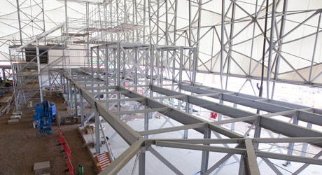 London 2012 Basketball Arena prepares for seat installation