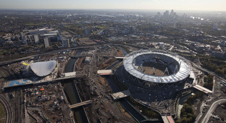伦敦奥林匹克公园航拍图显示 工程进展相当迅速